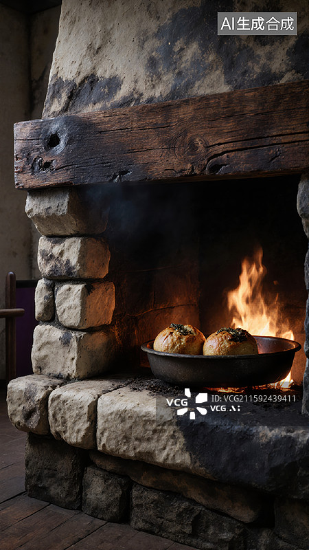 【AI数字艺术】火炉烤面包图片素材