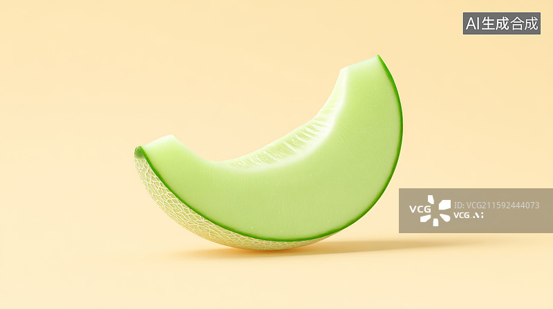【AI数字艺术】一片蜜瓜立在浅黄色背景上图片素材
