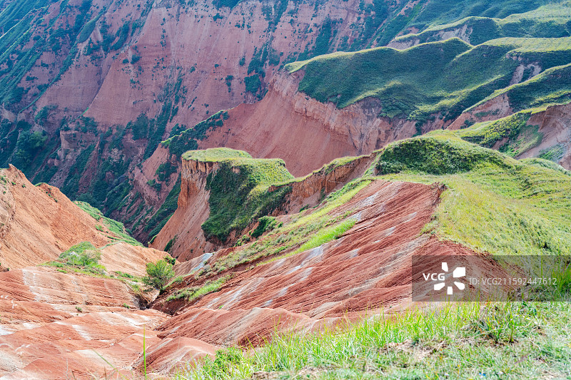 甘肃临夏东乡丹霞地貌，俗称羊肉卷，一个未开发的小景区图片素材