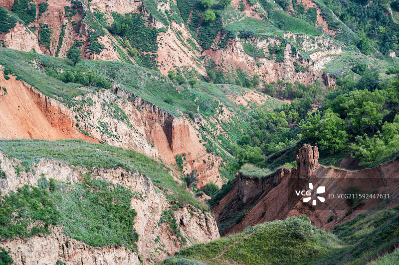 甘肃临夏东乡丹霞地貌，俗称羊肉卷，一个未开发的小景区图片素材