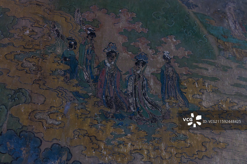 山西忻州繁峙县岩山寺金代宫廷画匠王逵壁画图片素材