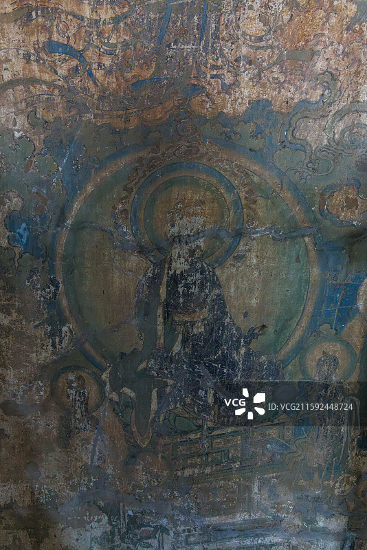 山西忻州繁峙县岩山寺金代宫廷画匠王逵壁画图片素材