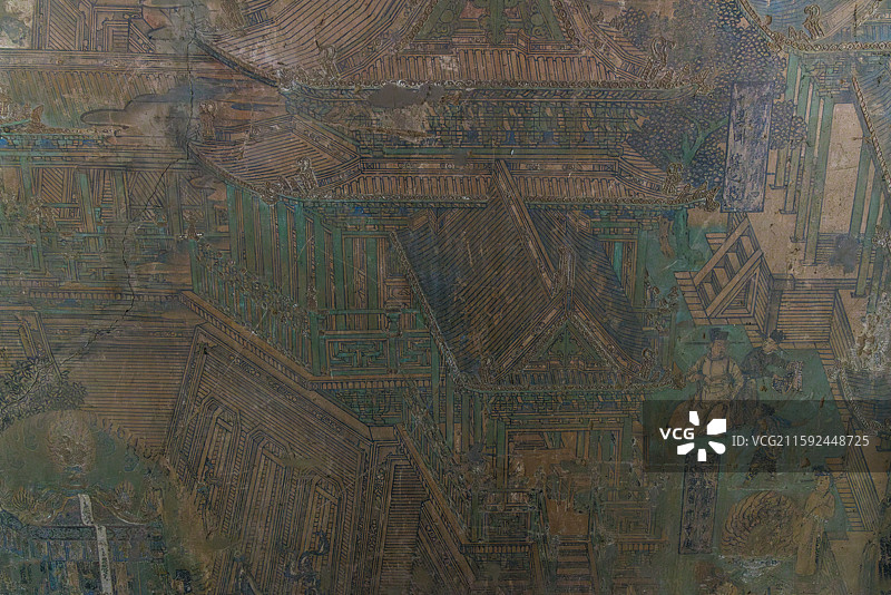 山西忻州繁峙县岩山寺金代宫廷画匠王逵壁画图片素材