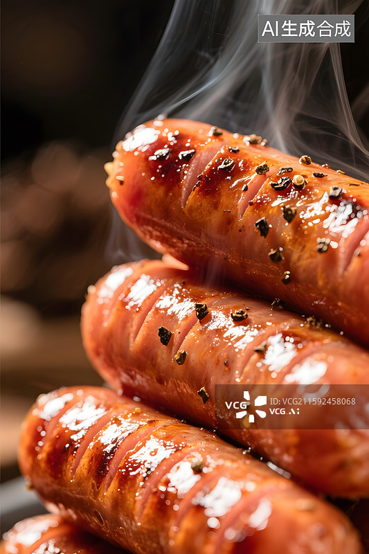 【AI数字艺术】诱人的烤香肠美食图片素材