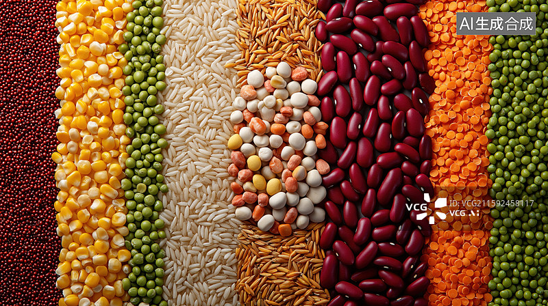 【AI数字艺术】多种谷物豆类排列展示图片素材