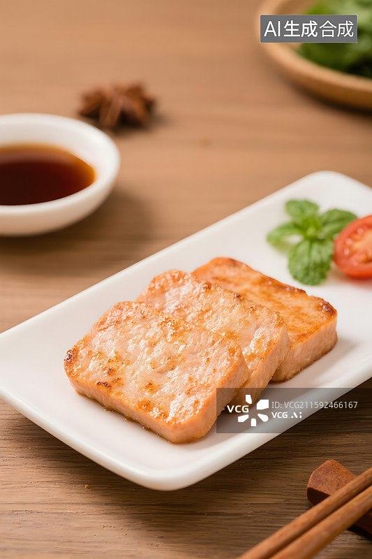 【AI数字艺术】香煎午餐肉的诱惑图片素材