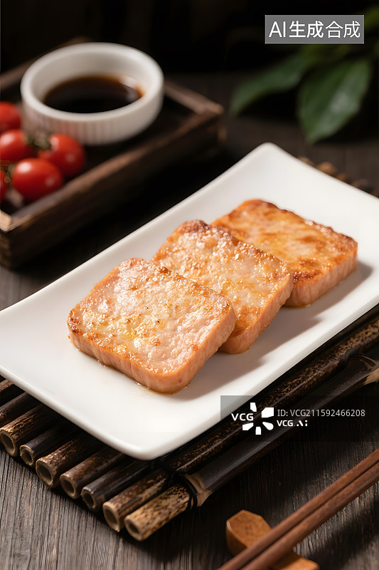 【AI数字艺术】香煎午餐肉的诱惑图片素材