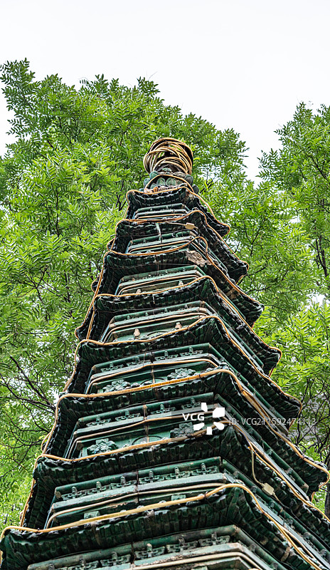 太原文瀛公园琉璃塔特写镜头图片素材