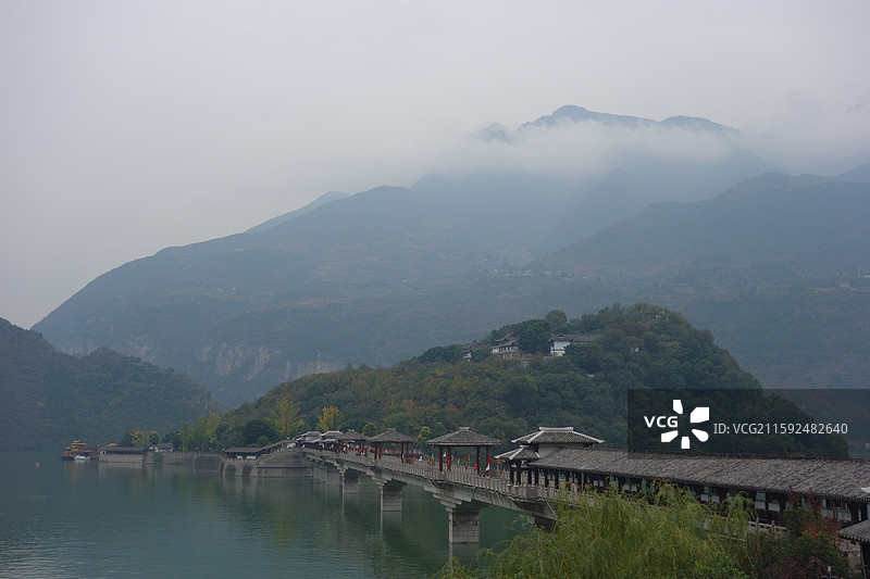 重庆市奉节县白帝镇白帝城风雨廊桥风雨桥图片素材