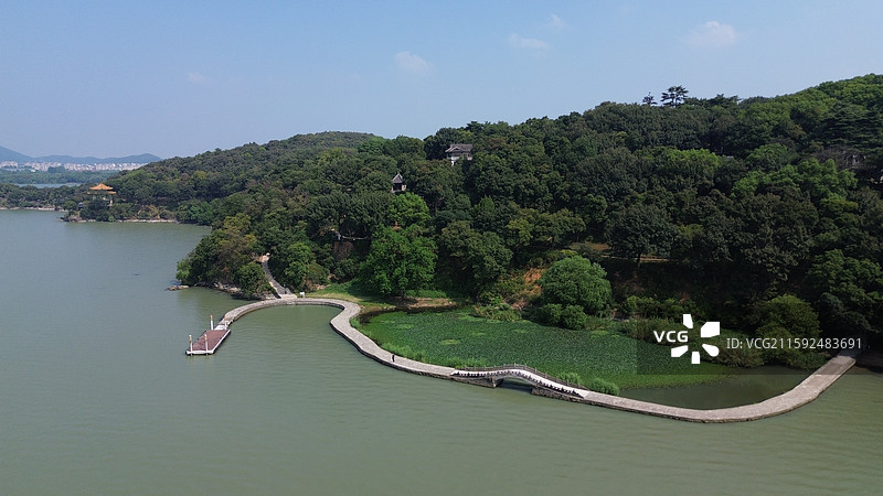 万浪桥，无锡，鼋头渚景区，无人机航拍图片素材