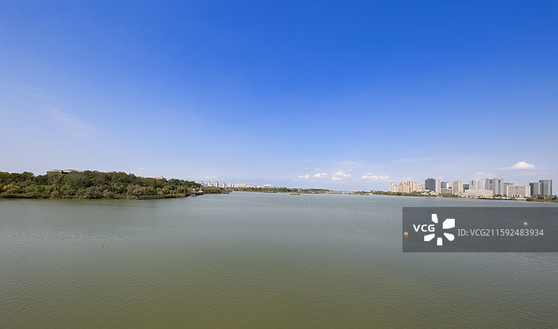 宁夏银川秋天阅海湖美景图片素材