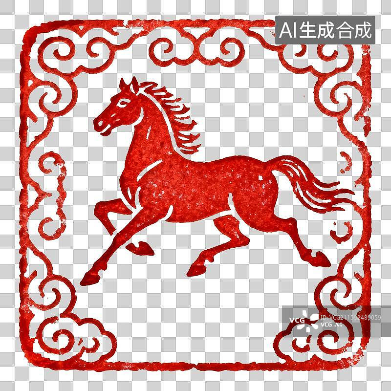 【AI数字艺术】马年印章设计，马的印章图案，创意古典印章图片素材
