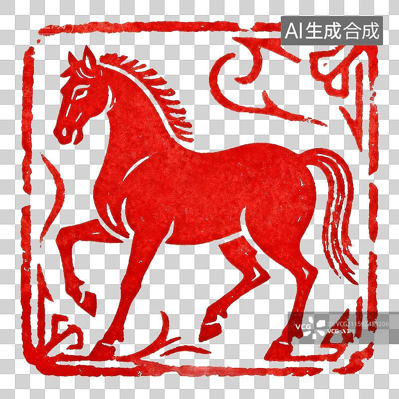 【AI数字艺术】马年印章设计，马的印章图案，创意古典印章图片素材