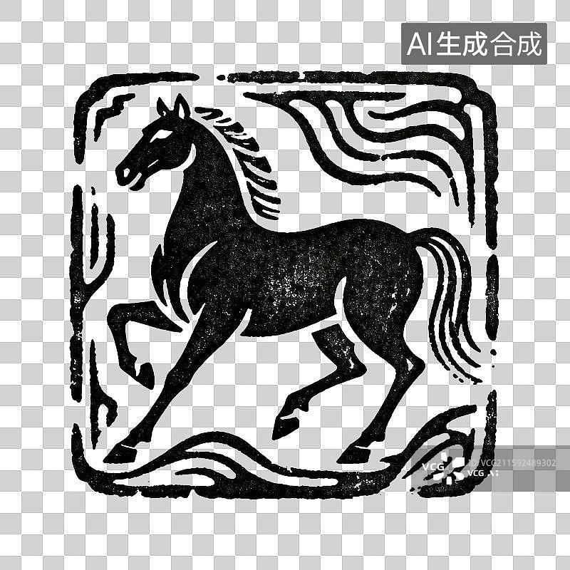 【AI数字艺术】马年印章设计，马的印章图案，创意古典印章图片素材