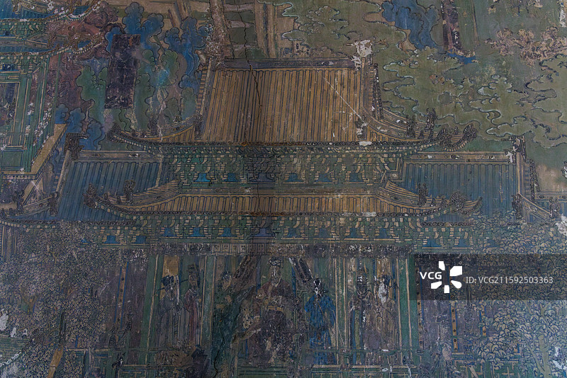 山西忻州繁峙县岩山寺金代宫廷画匠王逵壁画图片素材