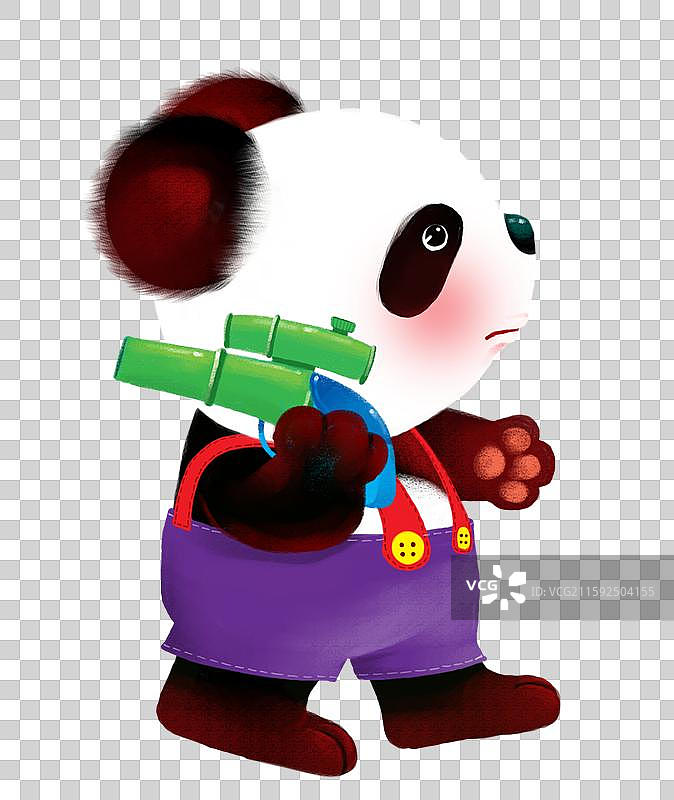 免抠元素 动物插画  拿着玩具枪的大熊猫图片素材