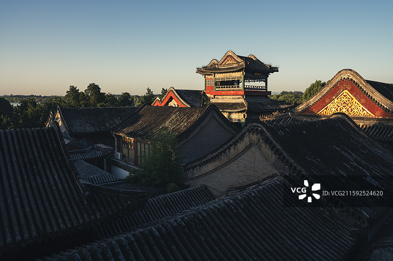 北京颐和园听鹂馆戏台图片素材