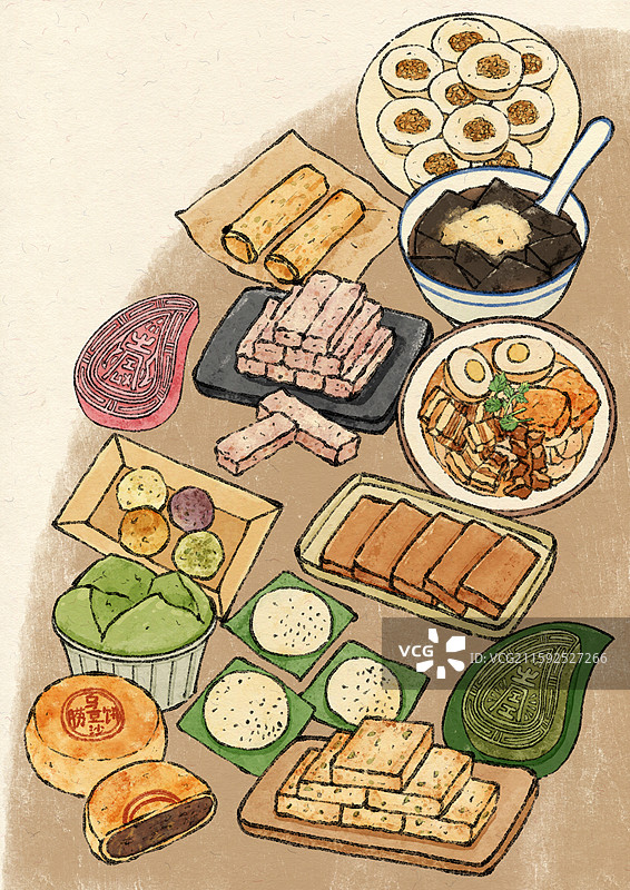 潮汕美食插画图片素材