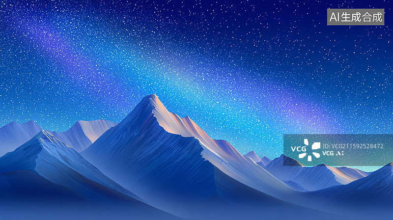 【AI数字艺术】星空山峦背景图片素材
