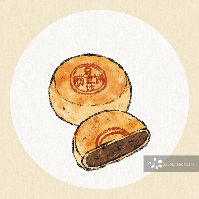 潮汕美食插画-朥饼图片素材