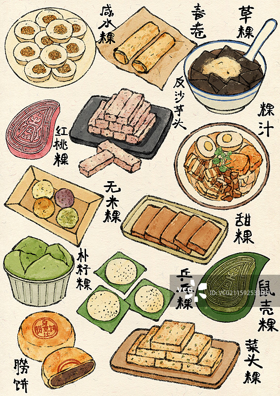 潮汕美食插画图片素材