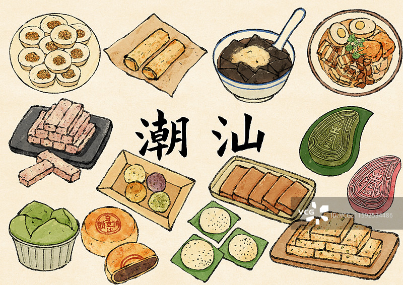 潮汕美食插画图片素材