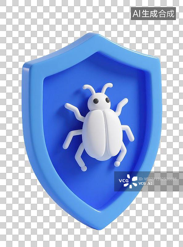 【AI数字艺术】3D三维立体杀毒软件防病毒盾牌昆虫元素图片素材