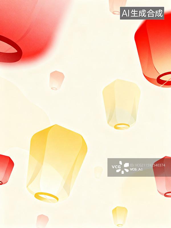 【AI数字艺术】色彩缤纷的传统中式灯笼图片素材