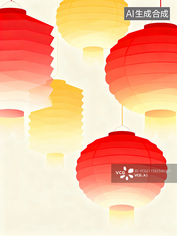 【AI数字艺术】色彩缤纷的传统中式灯笼图片素材