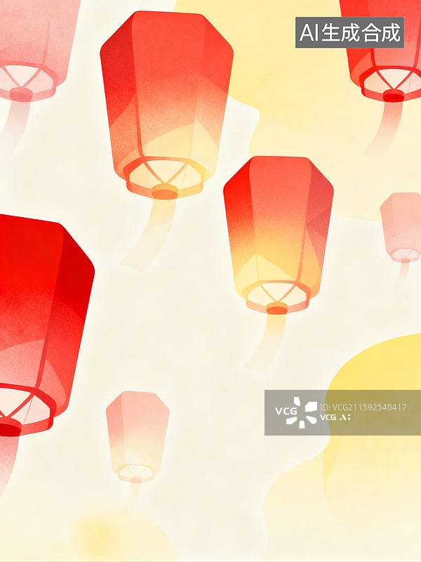 【AI数字艺术】色彩缤纷的传统中式灯笼图片素材