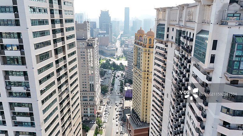 大连城市建筑的高角度视角图片素材