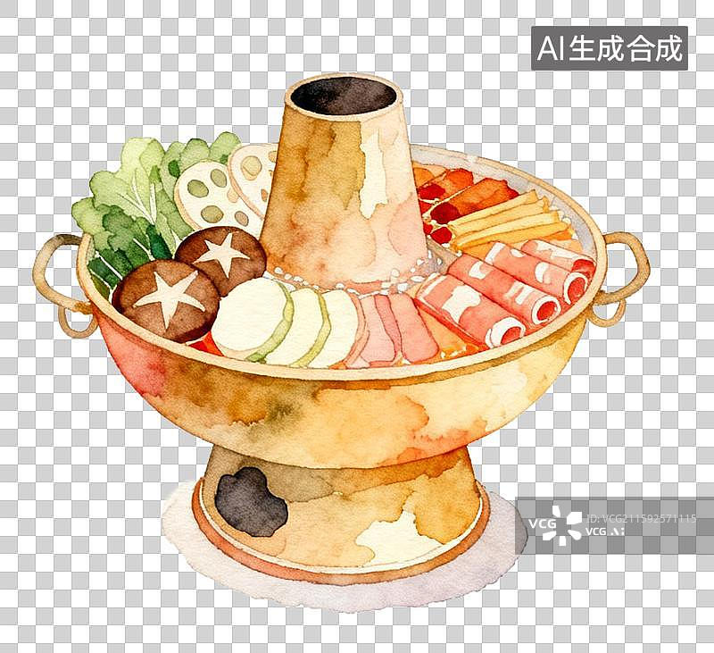 【AI数字艺术】火锅水彩画免抠元素图片素材