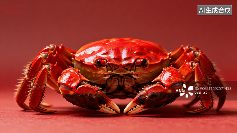 【AI数字艺术】红色背景的大闸蟹，中秋节美图片素材