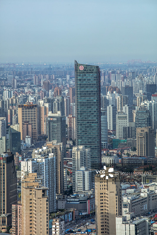 上海静安区中信大厦与周边建筑群航拍图图片素材