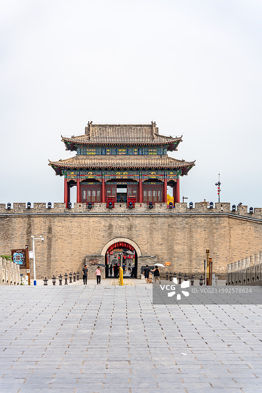 河北邯郸广府古城永年城南门城楼街景建筑景观图片素材