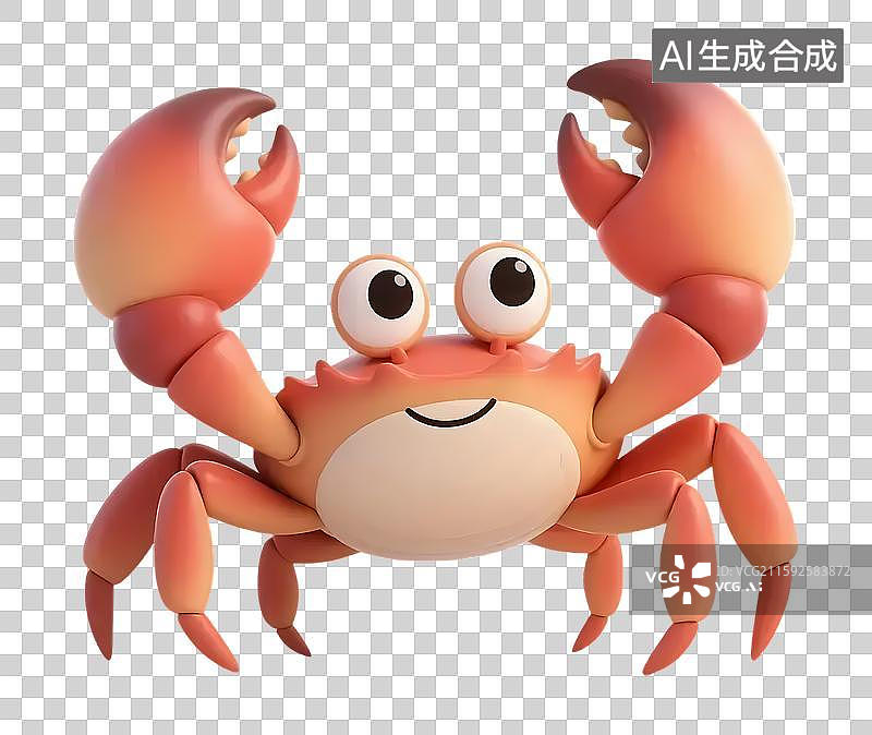 【AI数字艺术】AIGC：3D卡通可爱的螃蟹图片素材