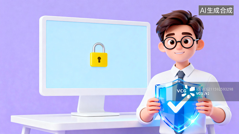 【AI数字艺术】网络安全守护插画图片素材