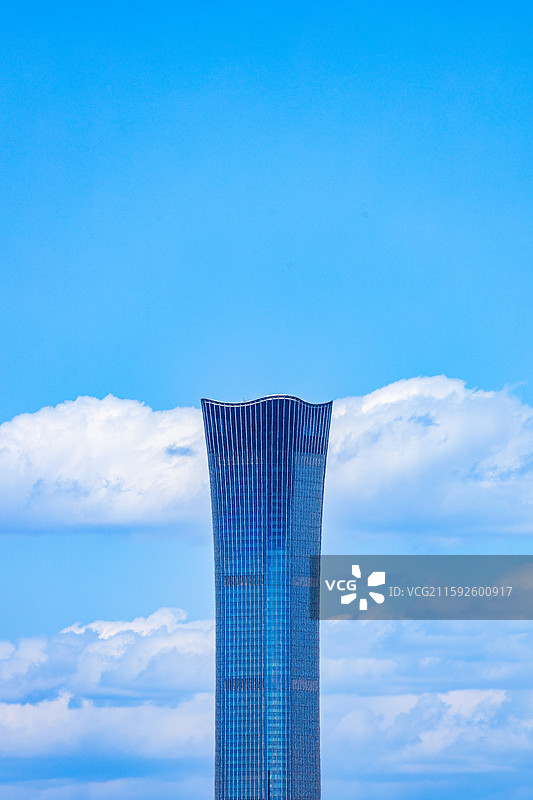 蓝天白云下的北京CBD图片素材