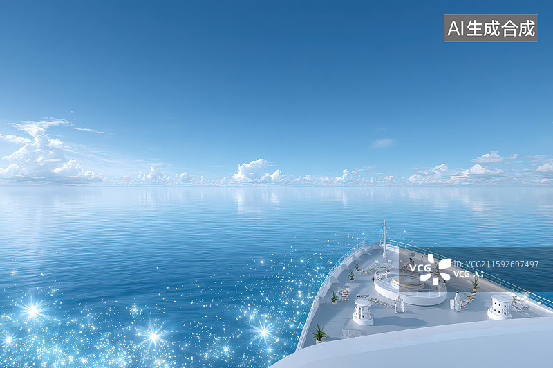 【AI数字艺术】航海船头阳光海面航行壮丽图图片素材