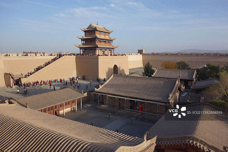 甘肃嘉峪关长城：天下第一雄关：光化楼和游击将军府图片素材