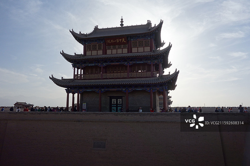 甘肃嘉峪关长城：天下第一雄关：光化楼图片素材