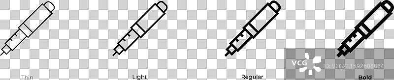 胰岛素图标，细体、常规体和粗体风格图片素材