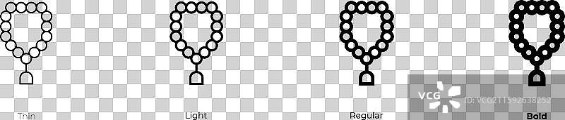 念珠图标，细体、常规体和粗体风格图片素材