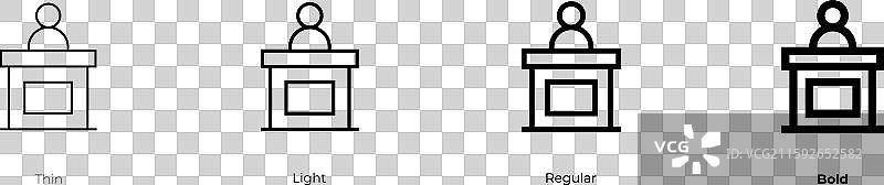 陪审团图标，细体、轻体、常规体和粗体风格图片素材