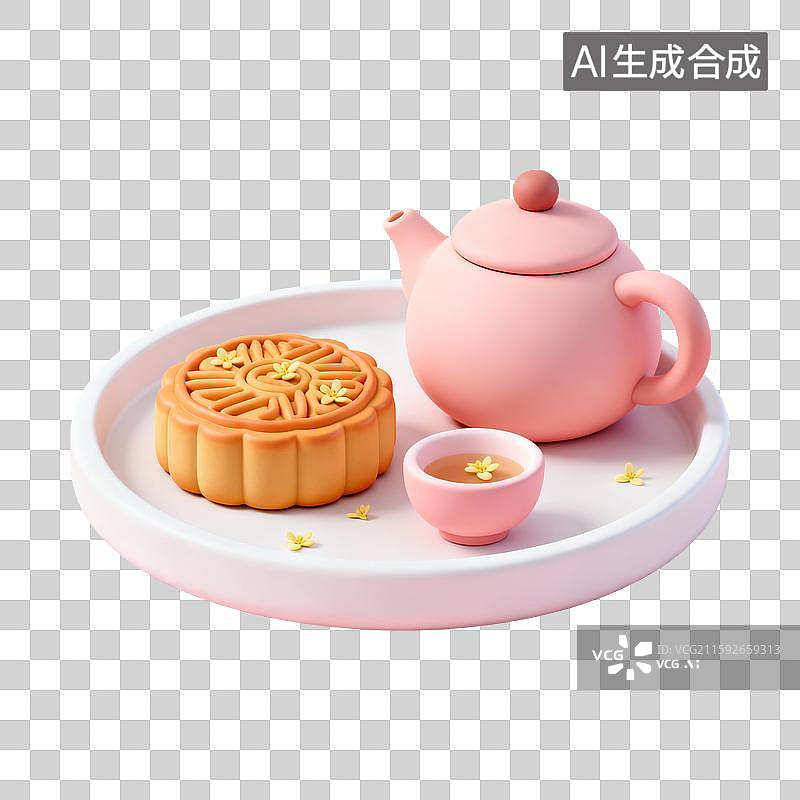 【AI数字艺术】中秋月饼茶点图片素材
