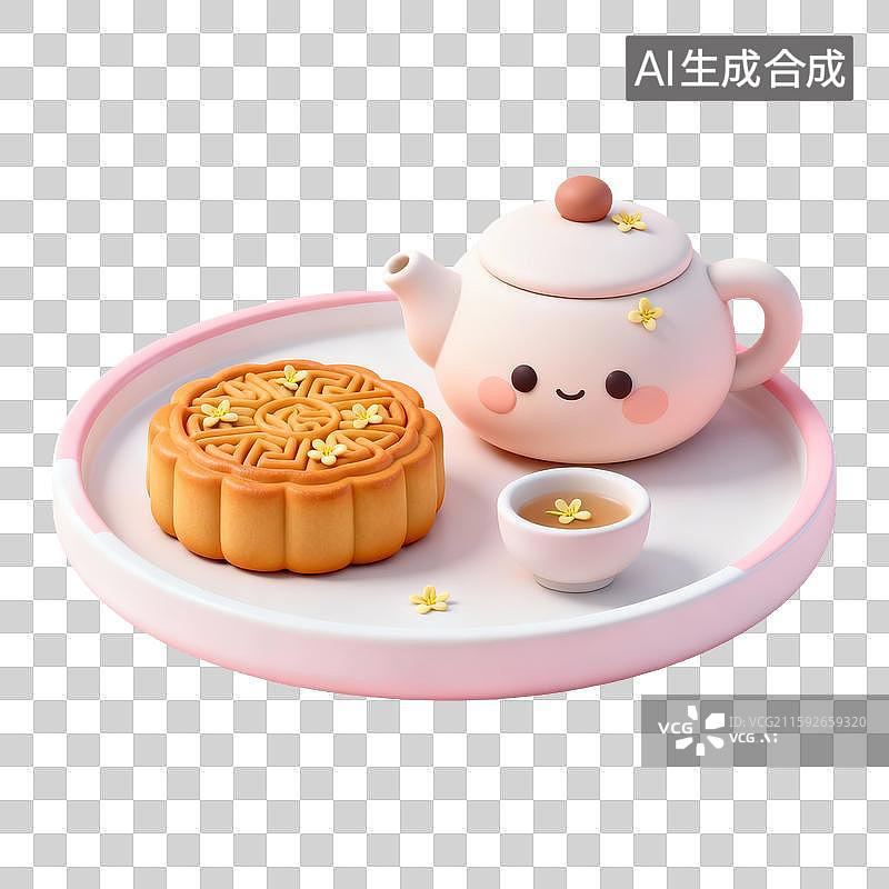 【AI数字艺术】中秋月饼茶点图片素材