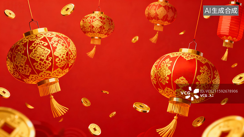 【AI数字艺术】中国红，中国文化，红色背景，传统文化背景图片素材