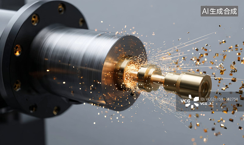 【AI数字艺术】数控机床加工场景特写画面图片素材