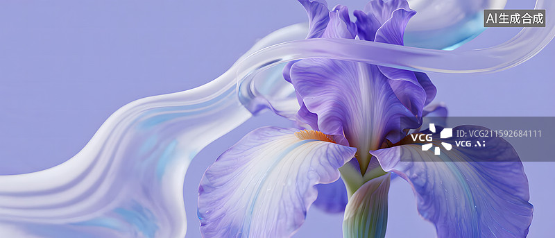 【AI数字艺术】梦幻紫罗兰流体风格抽象花卉壁纸图片素材