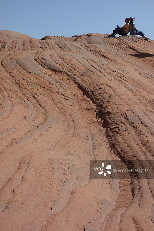 陕西省陕北榆林市靖边县龙洲乡闫家寨：靖边波浪谷红砂岩龙洲丹霞图片素材